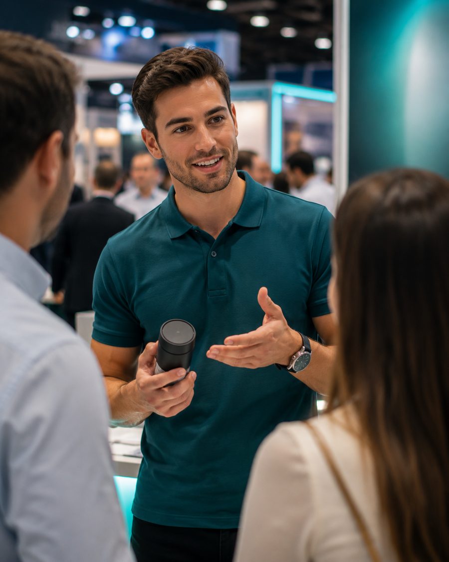 Brand ambassador presenting a product at an activation