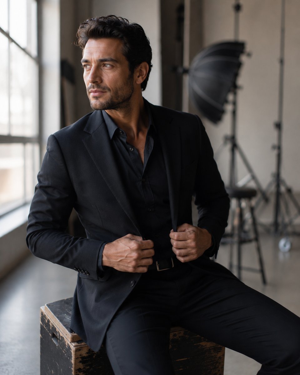 Verified model on a studio set in natural light